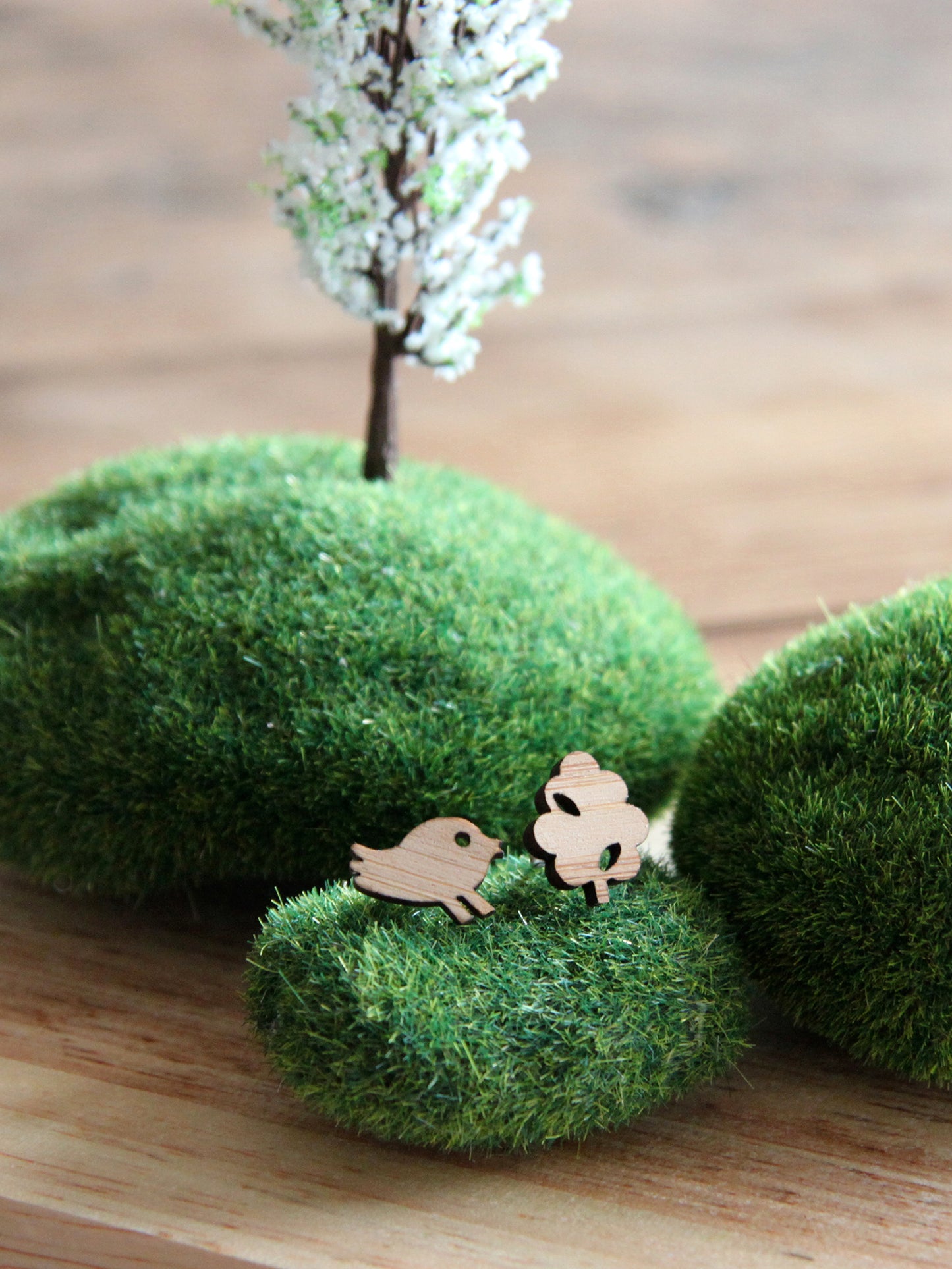 Bird and Tree Stud Earrings