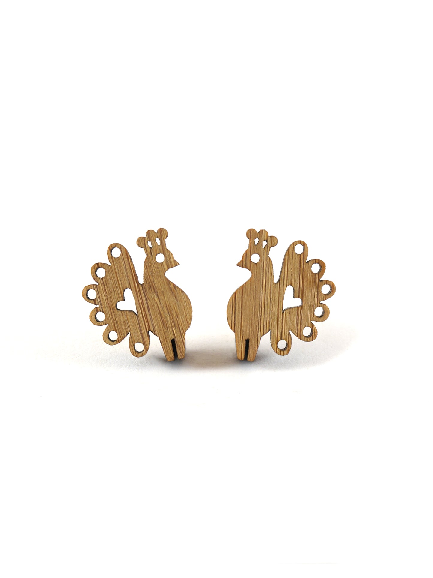 Peacock Bamboo Stud Earrings